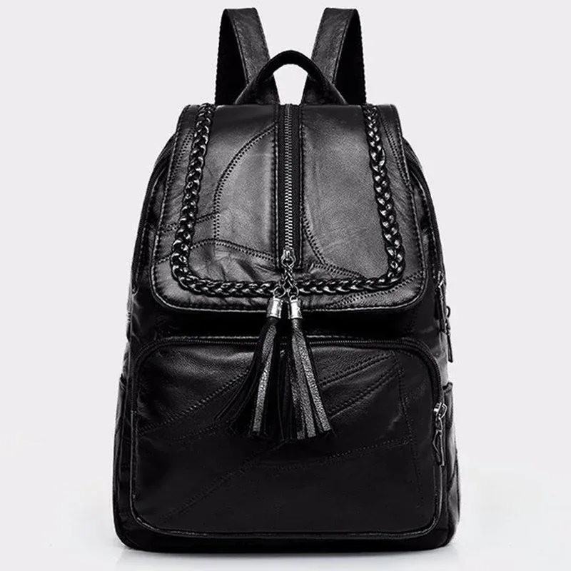 sac à dos multifonction classique noir pour femmes, sac à bandoulière de voyage imperméable en cuir pu, sac d'école