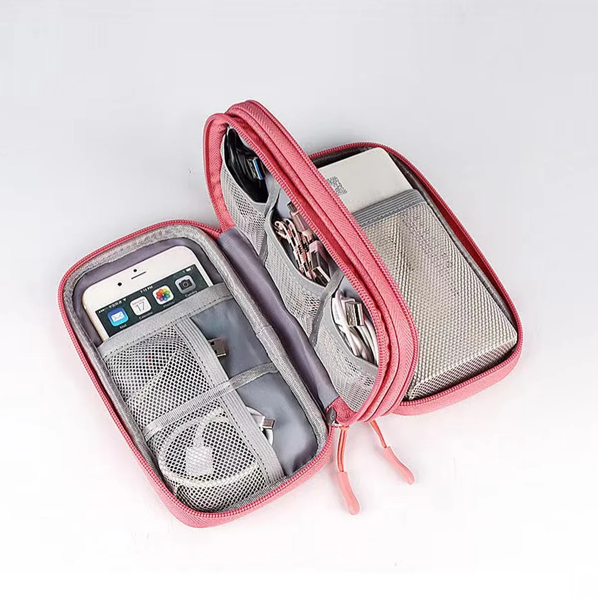 sac de rangement de câble de données de banque d'alimentation, produit numérique, portable, double couche