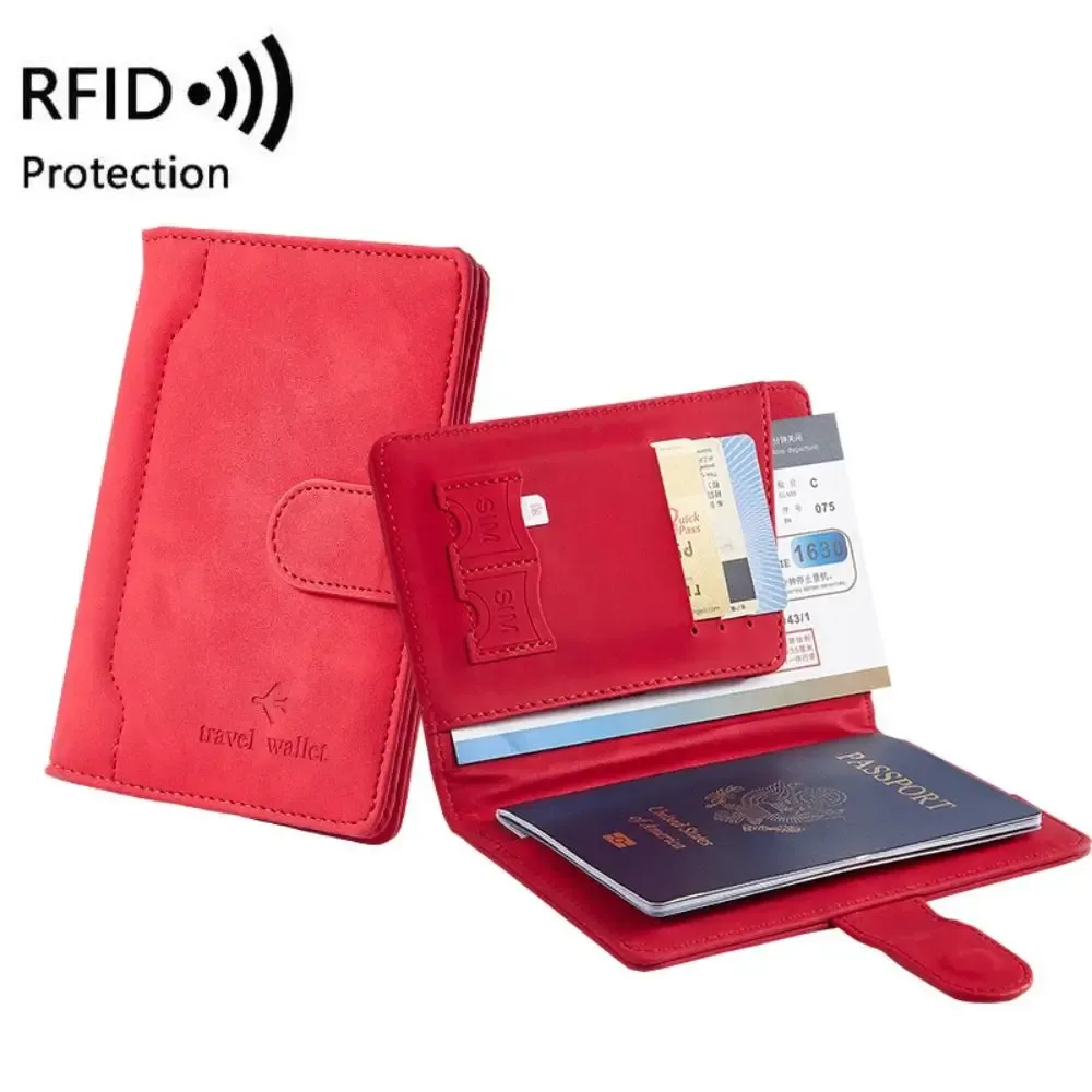 nouveau porte-passeport de couleur unie, blocage rfid, fente pour billet, clip, housse de protection, sac pour cartes de voyage en cuir