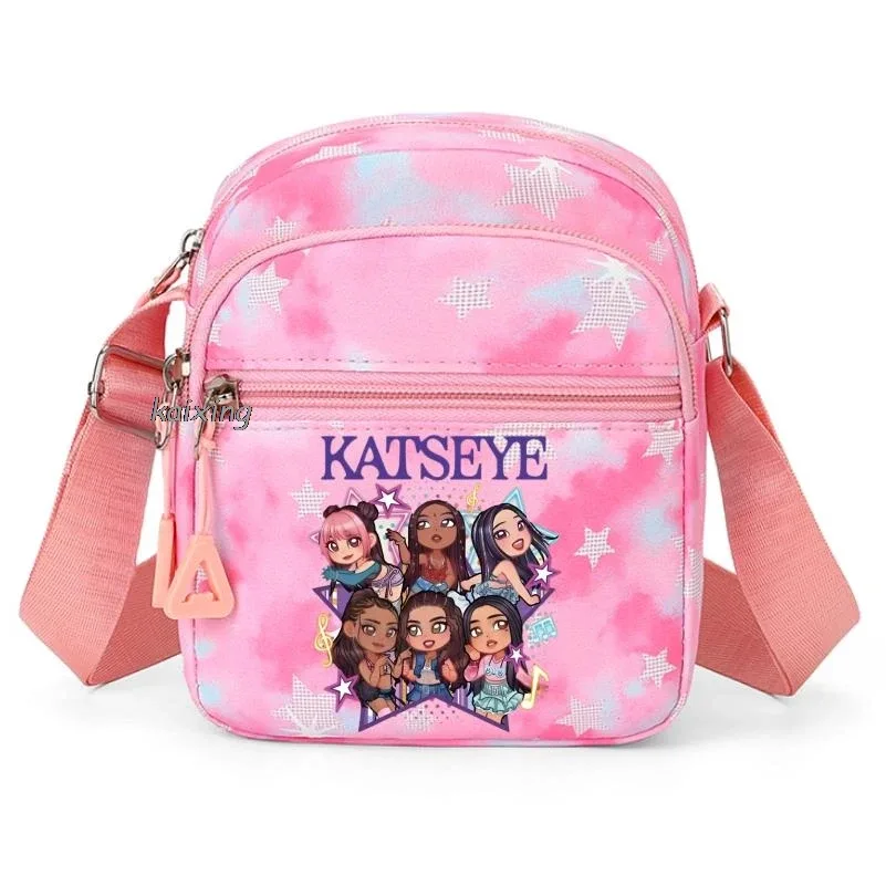 nouveau sac à bandoulière katseye à imprimé amusant pour hommes et femmes, pochette à bandoulière imprimée, grande capacité, pochette de rangement élégante, meilleurs cadeaux