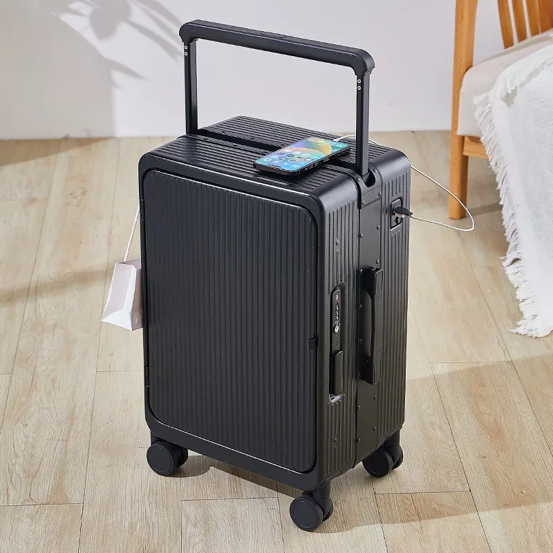 sushimu-grande valise à roulettes, cadre en aluminium, ouverture avant personnalisée, nouvelle collection