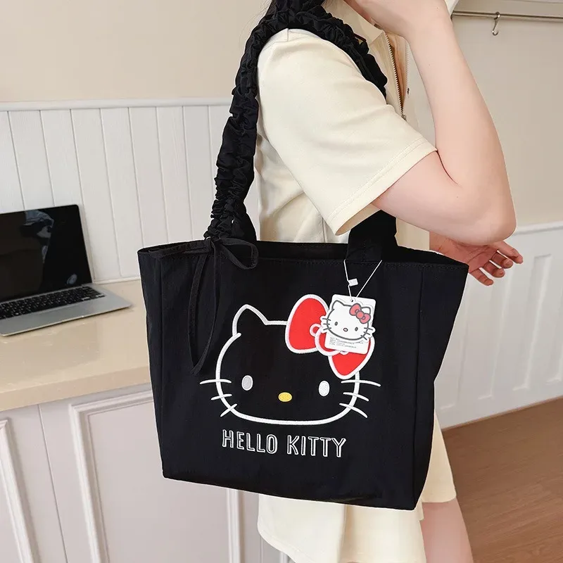 sacs à main et pochettes hello kitty authentiques, sac à bandoulière de grande capacité, sac fourre-tout de dessin animé