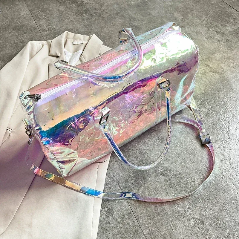 namchebarwa – grands sacs de voyage laser pour femmes, sacs de sport, sac à bandoulière étanche à la mode, sac à main, sacs à bagages pour courts séjours