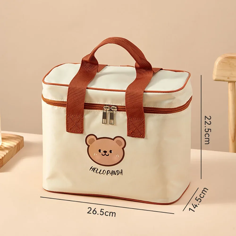 nouvelle sacoche isotherme portable grande capacité motif ours mignon, sac de transport alimentaire thermique, sac isotherme étanche pour étudiants et adultes