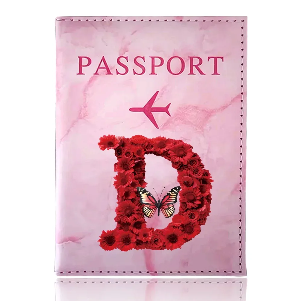étui de passeport imprimé série rose rouge, porte-passeport, accessoires de voyage, housse de protection pour avion
