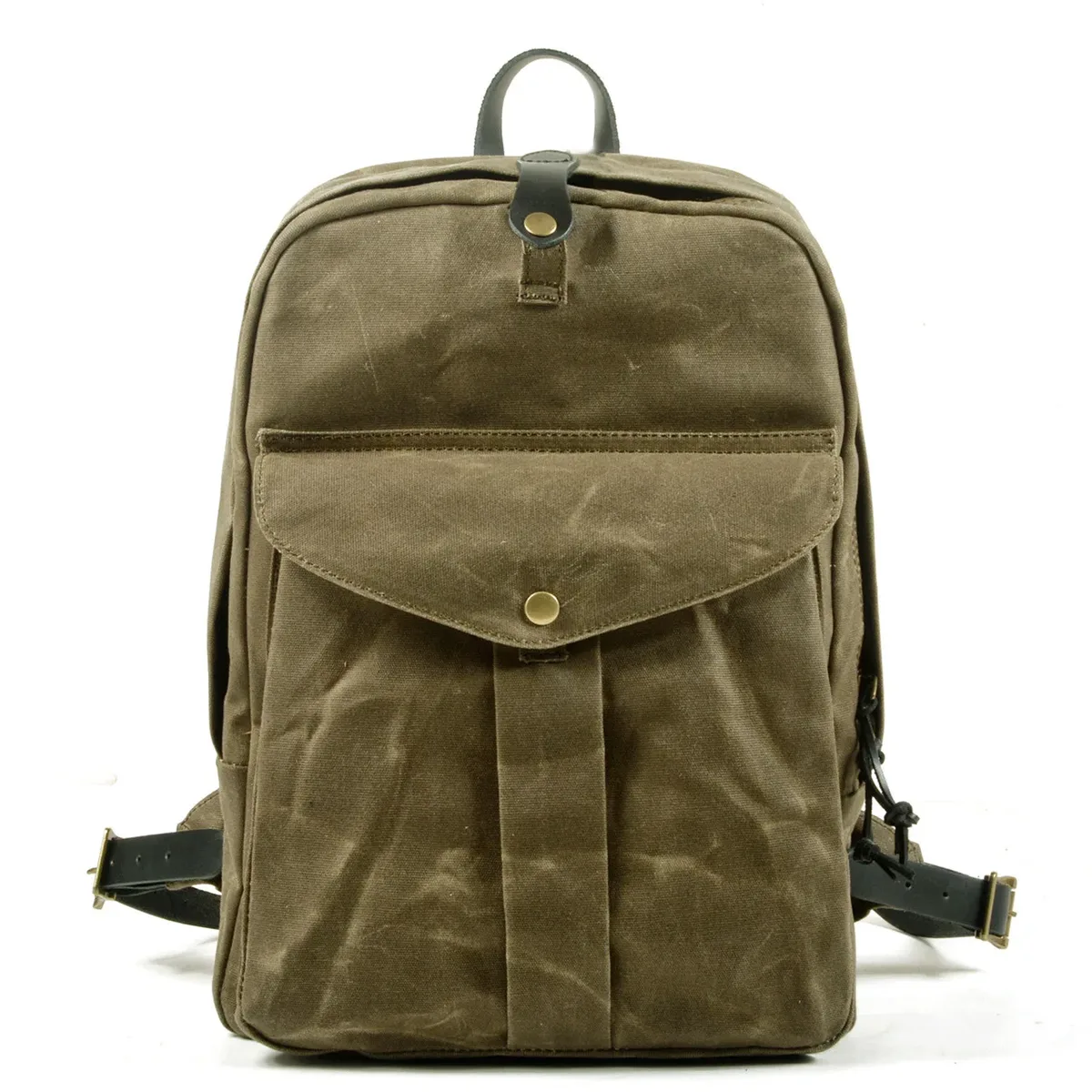 sac à dos vintage européen et américain, sac à dos de voyage grande capacité pour l'extérieur, toile cirée résistante à l'eau combinée à du nylon