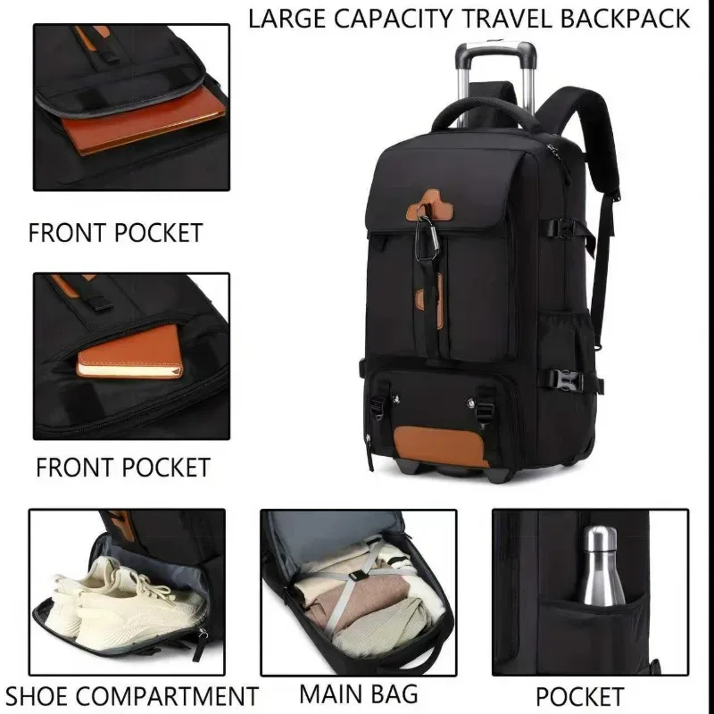 nouveau sac à dos à roulettes grande capacité 2026 pour hommes – idéal pour les voyages en extérieur et comme bagage cabine – grand sac de rangement