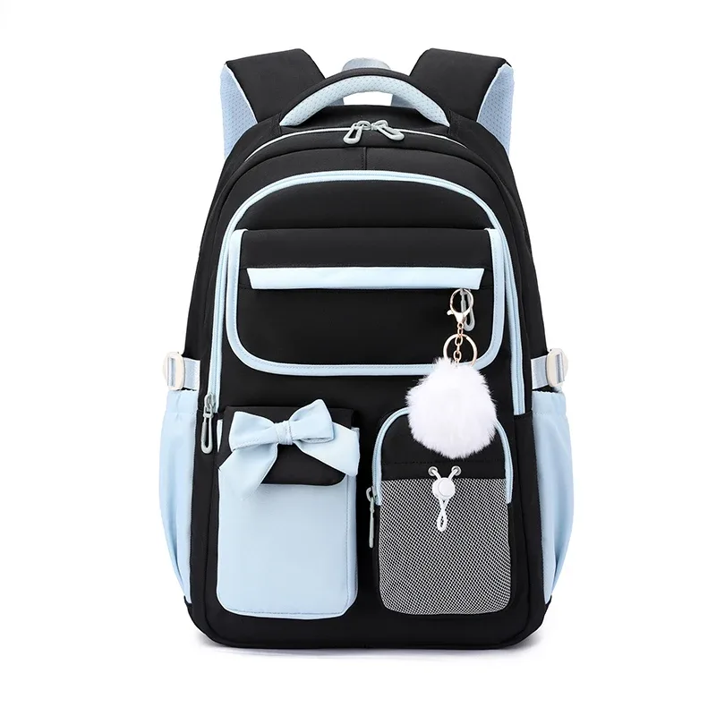 Nouveau sac à dos scolaire en nylon grande capacité 2026 pour filles, sac à dos tendance avec nœud et couleurs bonbon, sac à livres pour adolescentes, sac à dos de voyage