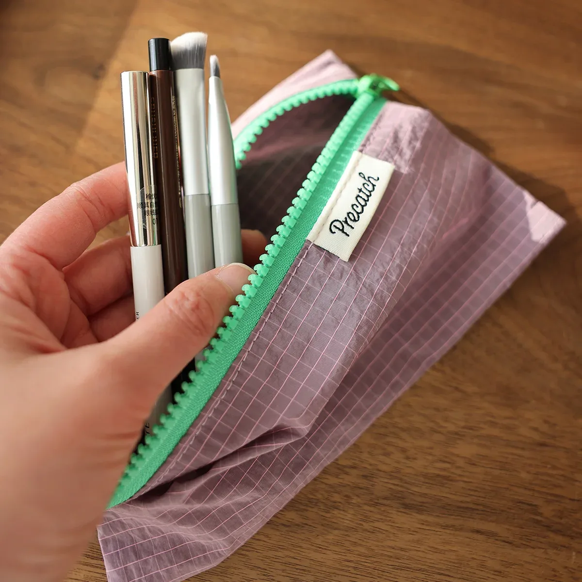 crayon/stylo mince multifonctionnel, papeterie, carte de bijoux, sac de rangement de pièces de monnaie pour femmes, schéma de couleurs macaron, petite taille portable