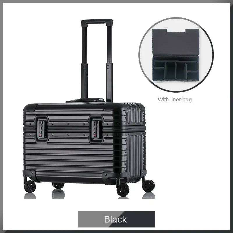 valise cabine de voyage petite bagage en métal 100% aluminium valises à roulettes de voyage boîte pour appareil photo boîtier de chariot 18/20/22 pouces