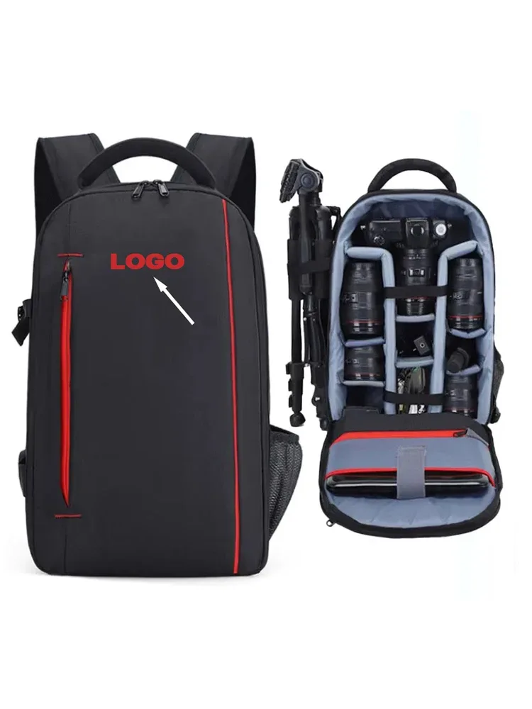 sac pour appareil photo professionnel de grande capacité, sac à dos de photographie en nylon imperméable et résistant à l'usure, personnalisé gratuitement avec votre logo