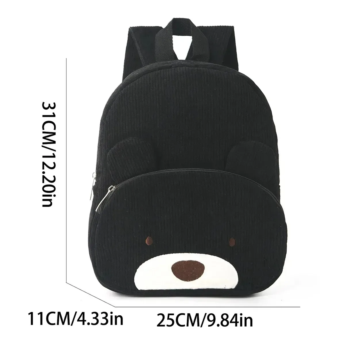 sac à dos pour tout-petits avec nom personnalisé - sac en velours côtelé ours de dessin animé brodé sac à dos en peluche de grande capacité pour la saison scolaire pour les enfants