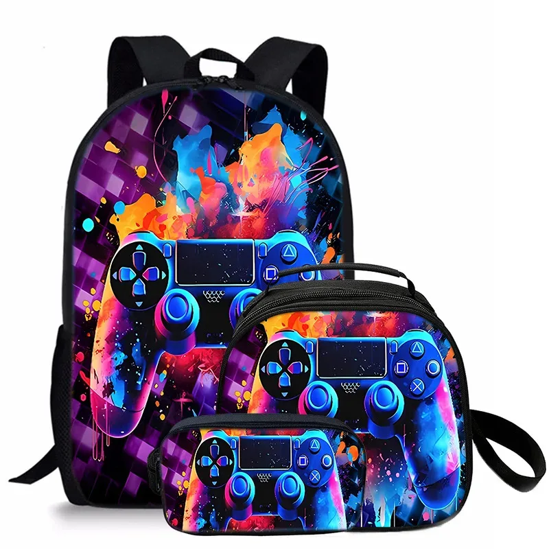 tapis de jeu tendance et populaire, imprimé en 3d, 3 pièces/ensemble, sacs d'école pour étudiants, sac à dos de voyage pour carnet de notes, sac à déjeuner à bandoulière, trousse à crayons