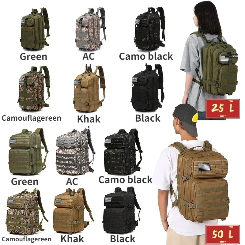 25l/50l sac à dos tactique molle sac sacs de plein air sac à dos pour randonnée camping trekking chasse pêche sacs de sport sacs à dos