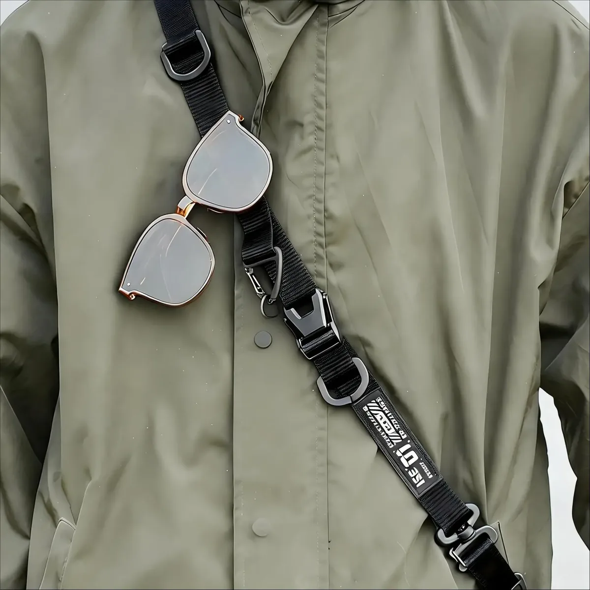 sangle de sac bandoulière réglable à dégagement rapide multifonction avec anneau de suspension pour camping en extérieur