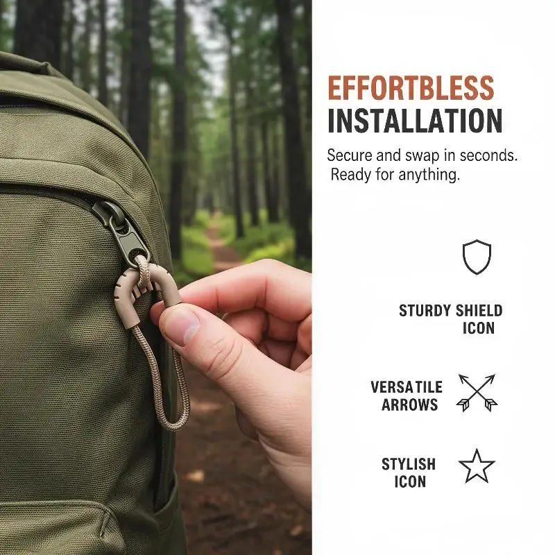 lot de 5 tirettes de fermeture éclair de remplacement faciles à installer, résistantes à l'usure, kit de réparation universel pour bagages, sacs à dos, tentes, sacs à main
