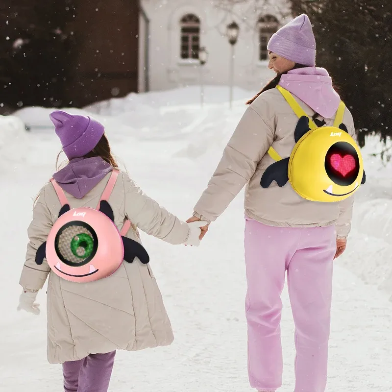 sac à dos de voyage à écran led pour fille, coque rigide, yeux brillants, sac à dos intelligent pour femme, opération mobile, sac à dos scolaire