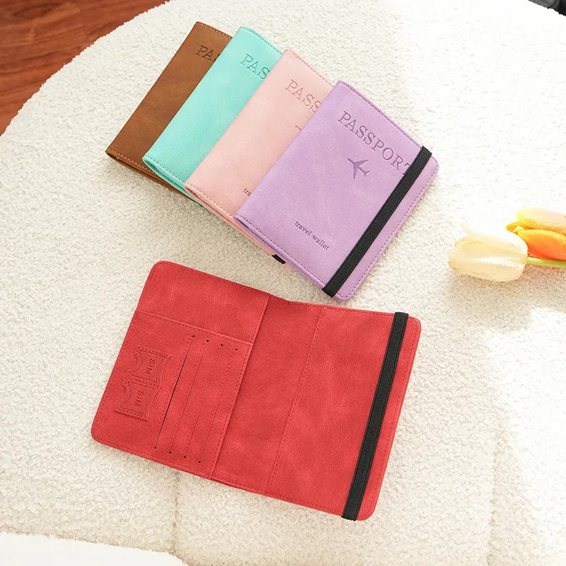 pochette de voyage rfid anti-électronique 2026, étui en cuir pu simple et élégant, porte-documents multifonctionnel, portefeuille de voyage