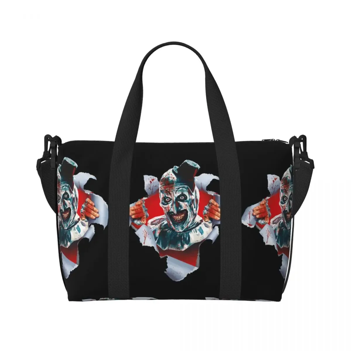 sac fourre-tout personnalisé t-terrifiers 3 halloween pour femmes, sacs de voyage de grande capacité pour plage et gymnastique