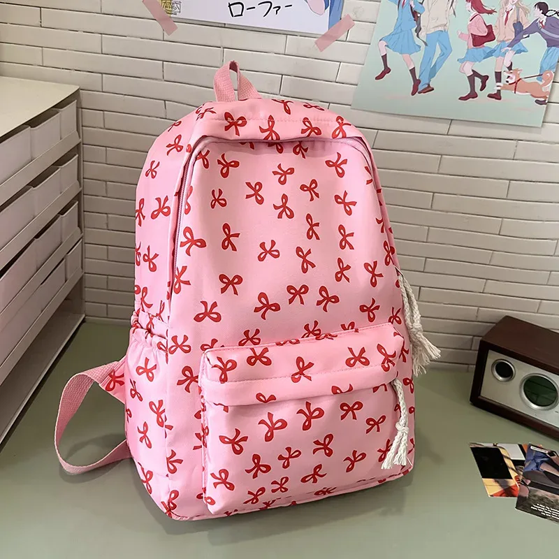 sac à dos japonais mignon de grande capacité, sac d'école à la mode avec nœud papillon, sac à livres pour étudiants, sac à dos léger pour femmes, sac de voyage décontracté