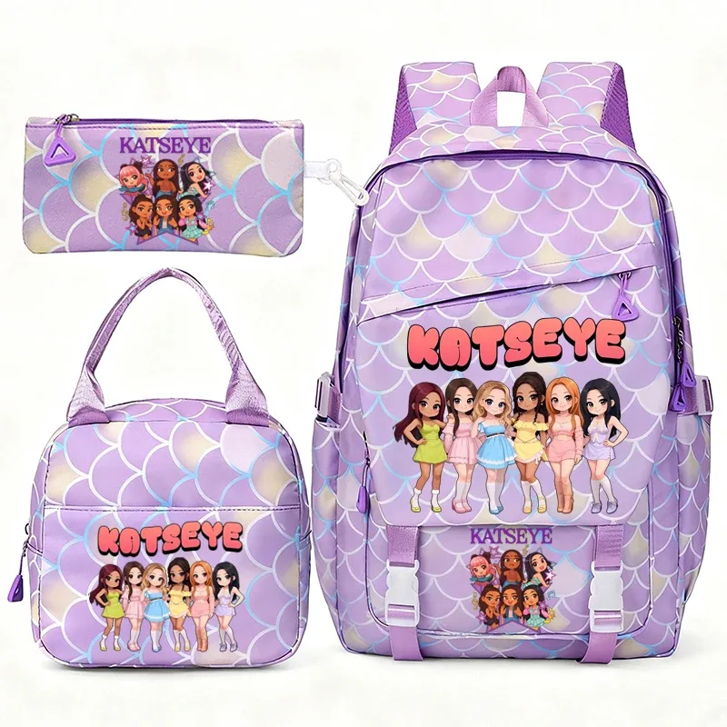katseye musique sacs à dos pour filles garçons 3 pièces voyage haute capacité étudiants sacs d'école couleur fraîche ordinateur portable mochilas yk2