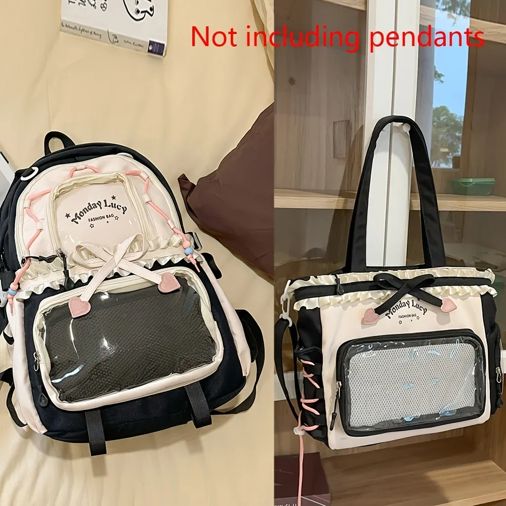 ensemble de sacs pour femmes, sac anti-douleur deux pièces (licieux un typepo et devrait être un sac à dos), sac à dos de rentrée scolaire, sac à dos léger et mignon en dentelle
