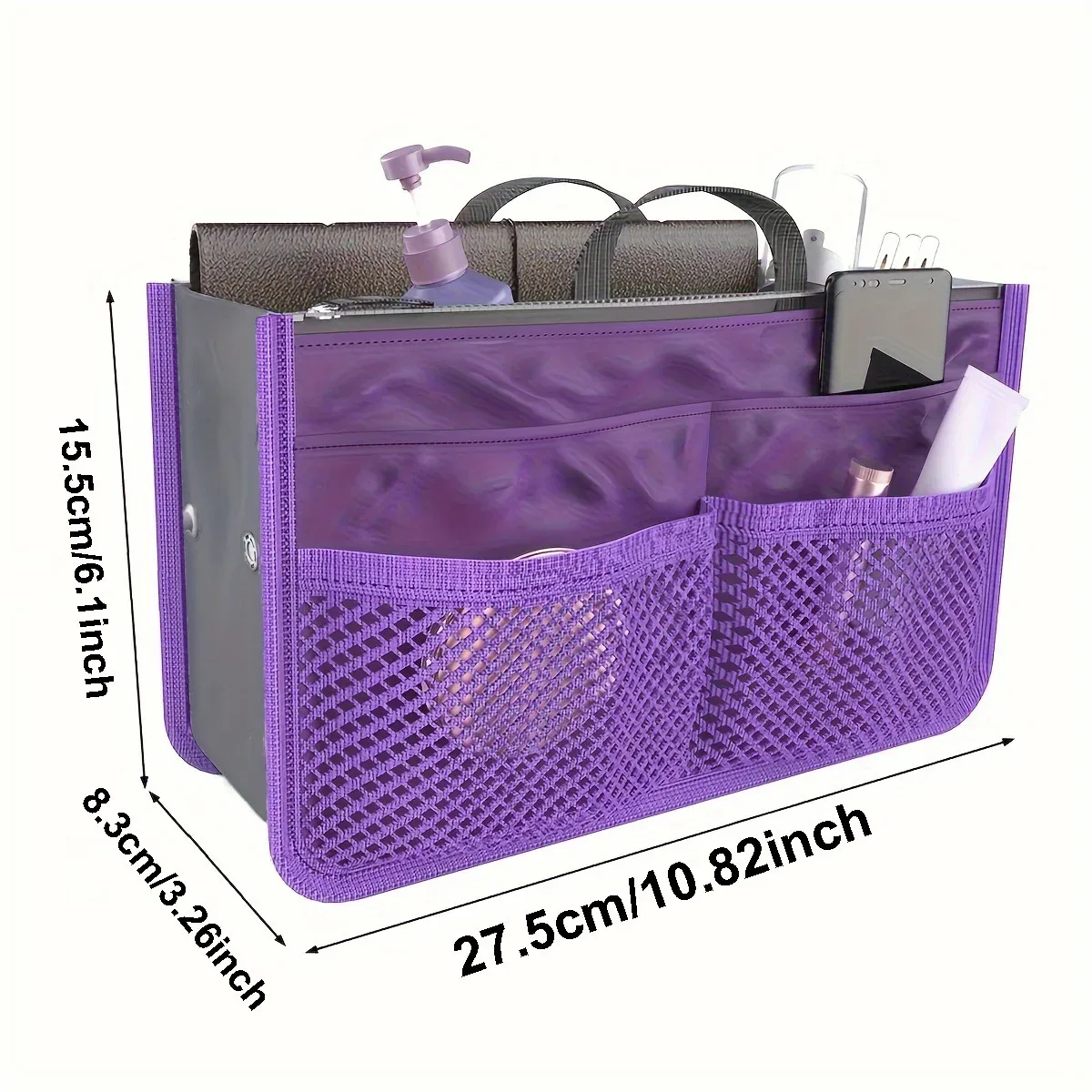 sac de rangement multifonctionnel à deux volets, double fermeture éclair, grande capacité, arrangement de rangement, maquillage, articles de toilette, grand sac de classification