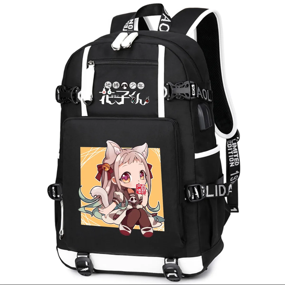 dessin animé toilette lié hanako-kun étudiants école sac à dos pour ordinateur portable oxford bookbag usb charge anime shouler sacs sac à dos décontracté