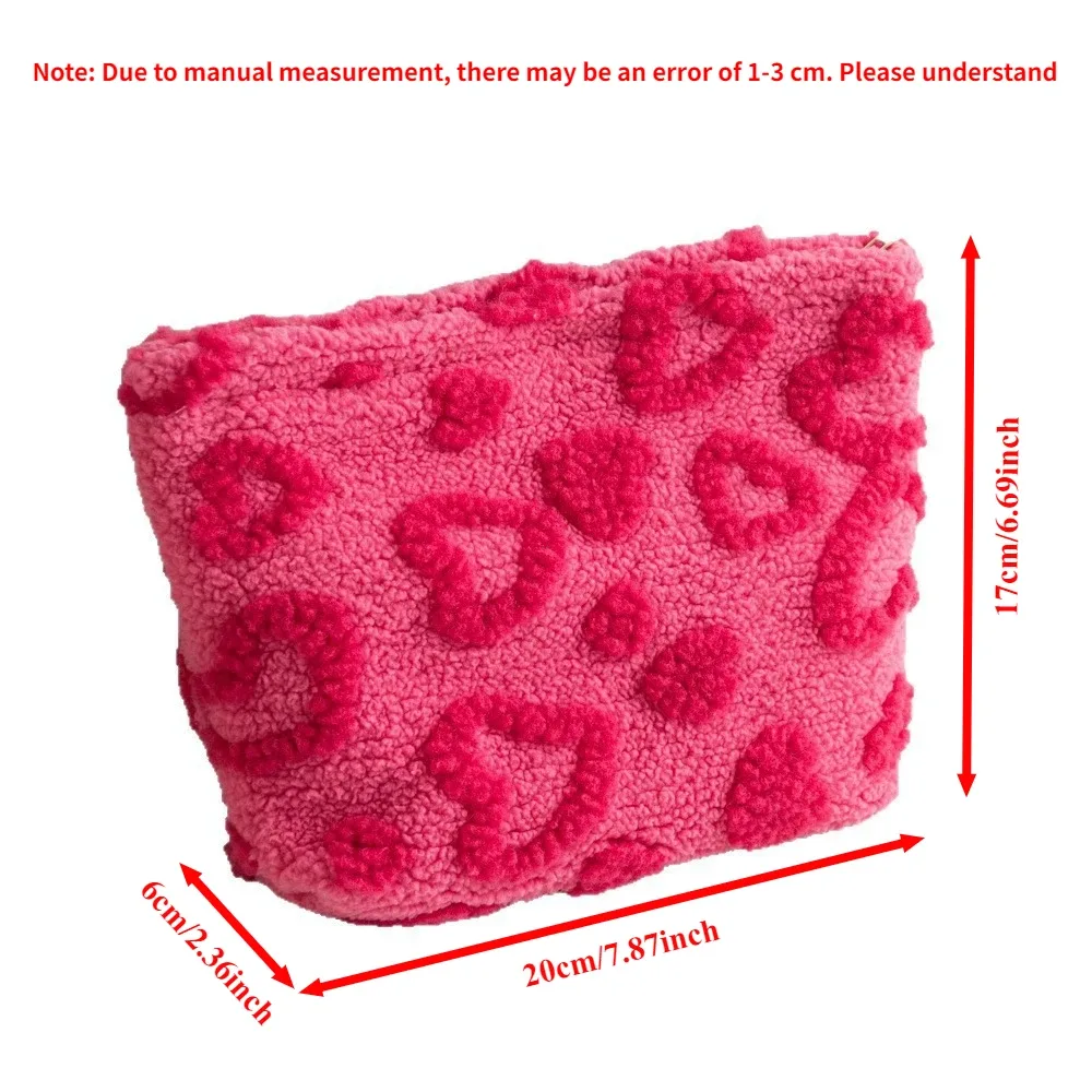 sac de rangement en peluche grande capacité, sac de maquillage portable de voyage, motif cœur, pochette de transport à main, cosmetiquera para maquillaje ravissant