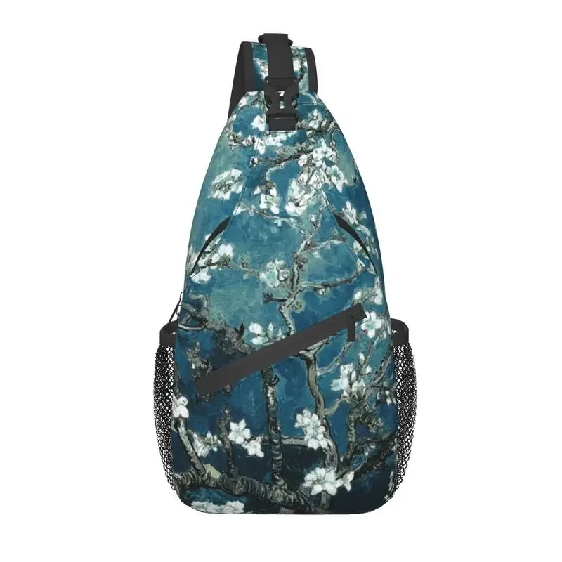 sac à dos à bandoulière motif fleurs d'amandier pour homme, accessoire décontracté de voyage, motif peinture de vincent van gogh