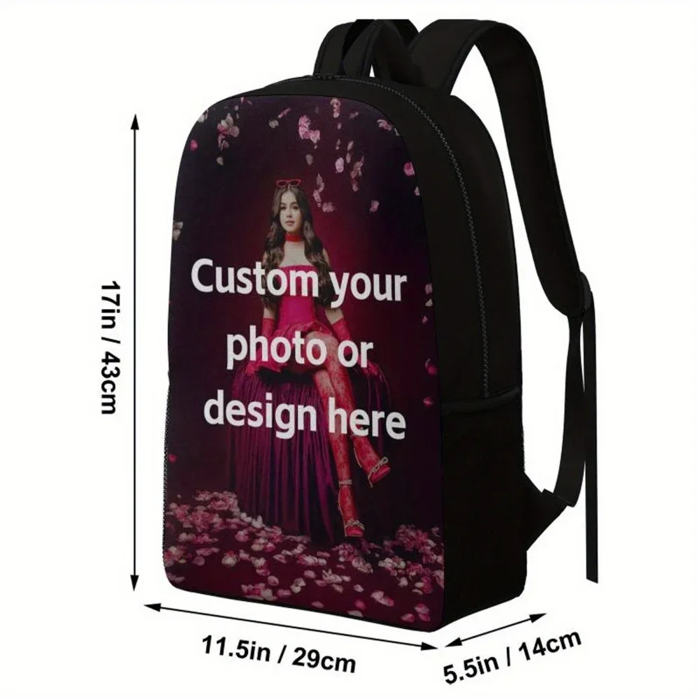 sac à dos personnalisé avec photo, impression d'image diy, sac à dos pour ordinateur portable de 17 pouces, sac à dos décontracté pour voyages et école, pour garçons, filles et adolescents