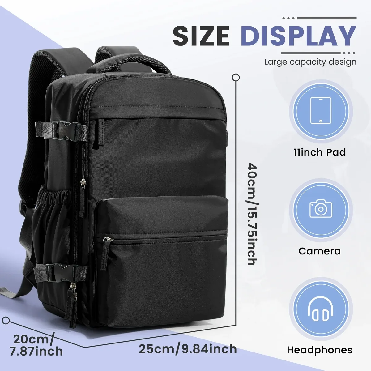 sac de cabine ryanair 40x20x25, sac à dos de compression sous vide pour homme, bagage à main, sac à dos pour ordinateur portable, sac de rangement sous vide pour vêtements 42x29x15