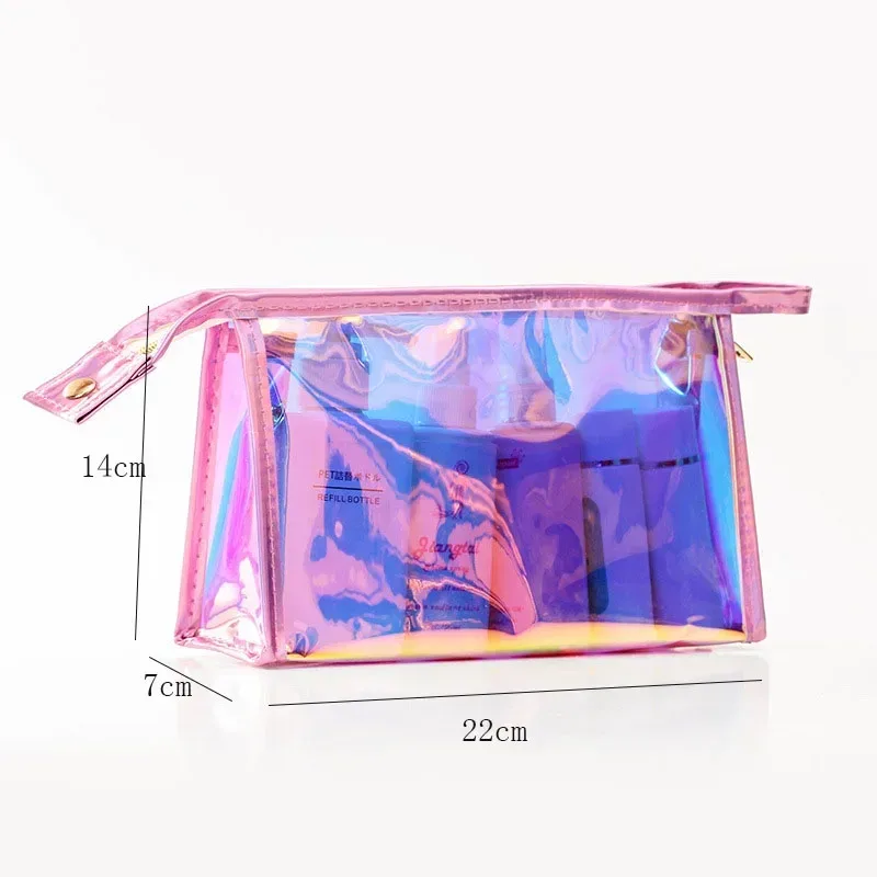 trousse de maquillage laser transparente en forme de boulette, trousse de maquillage de voyage, sac à brosse de lavage, style ins, cosmétiques coréens