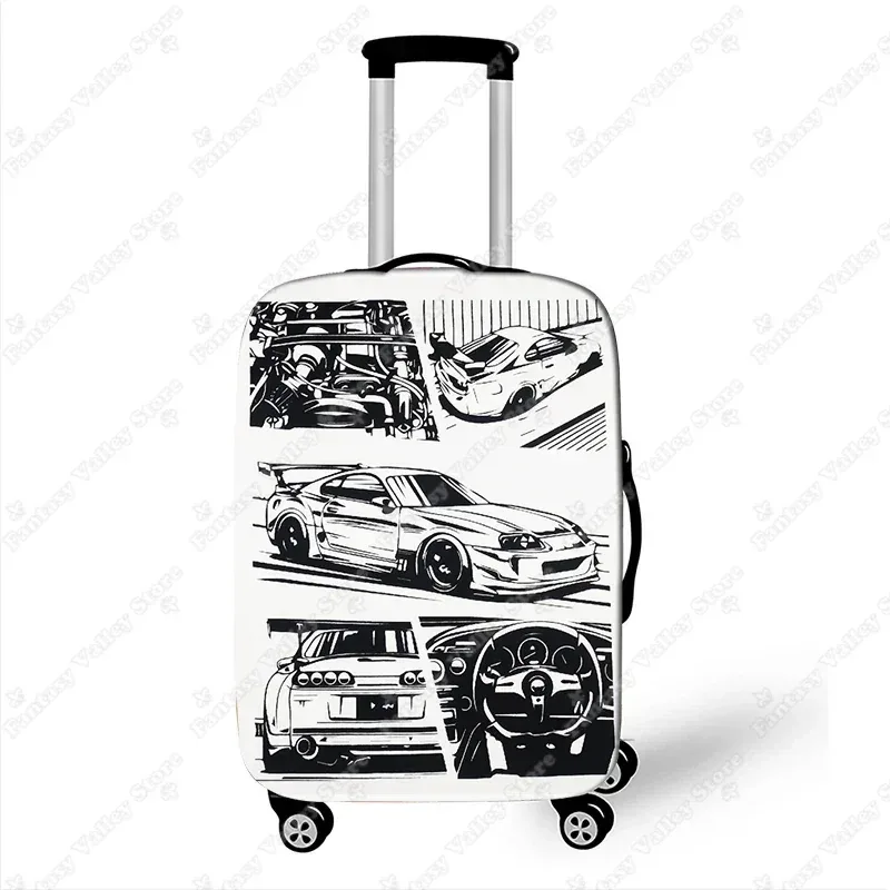 juste de bagage imprimée pour voiture de course japonaise jdm, housses de valise anti-poussière, housses de protection élastiques pour chariot à moteur de voyage