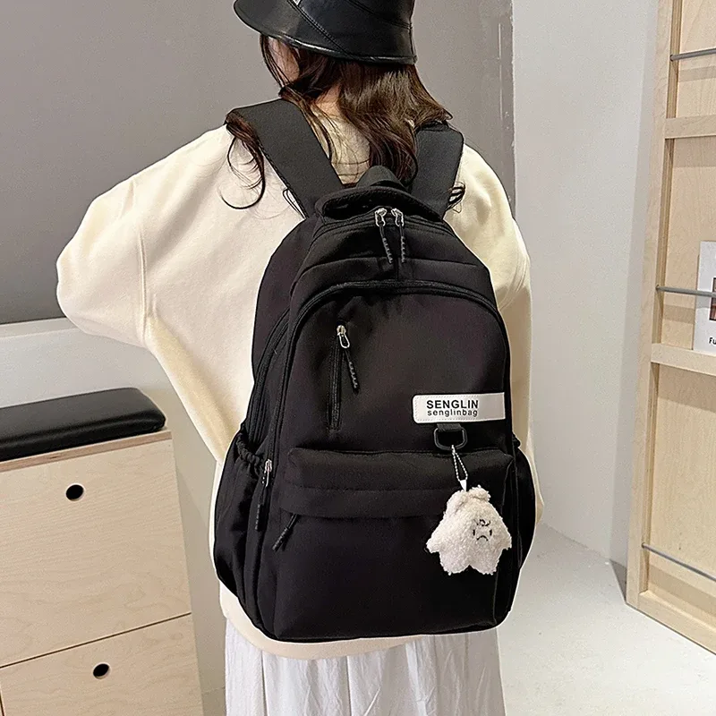 sac à dos chimred pour femme, grande capacité, sac d'école léger, voyage décontracté, sac piedmont avec pendentif mignon