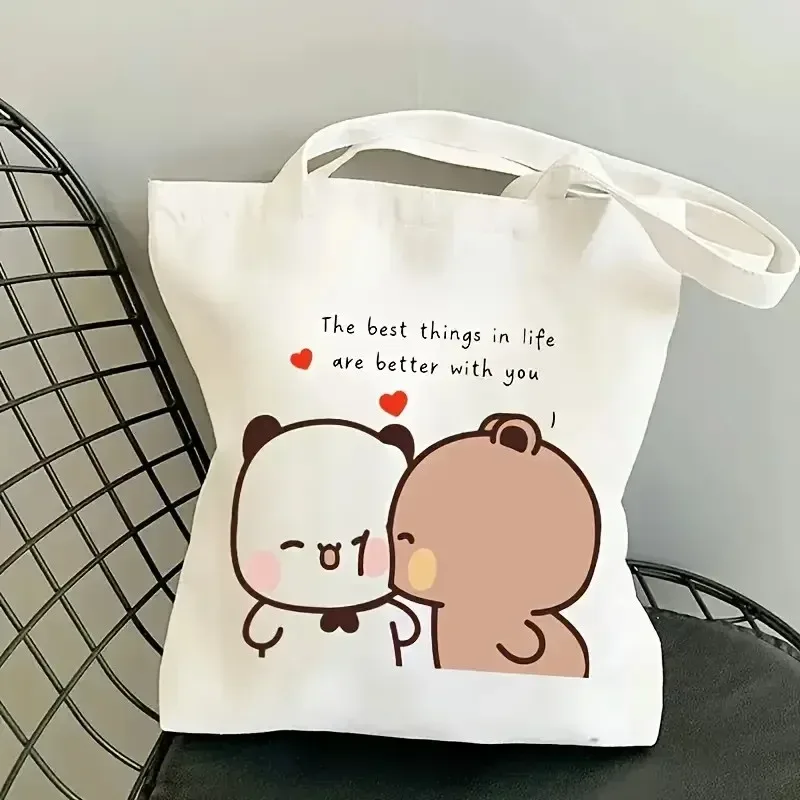 sac fourre-tout pliable en toile bubu dudu anime, sac de shopping esthétique réutilisable pour femme