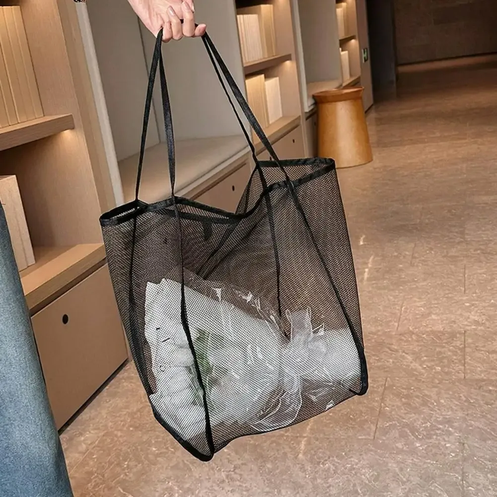 sac en maille transparente, sac de plage de grande capacité, sac à main organisateur polyvalent, sac de rangement pour cosmétiques et articles de toilette pour la piscine