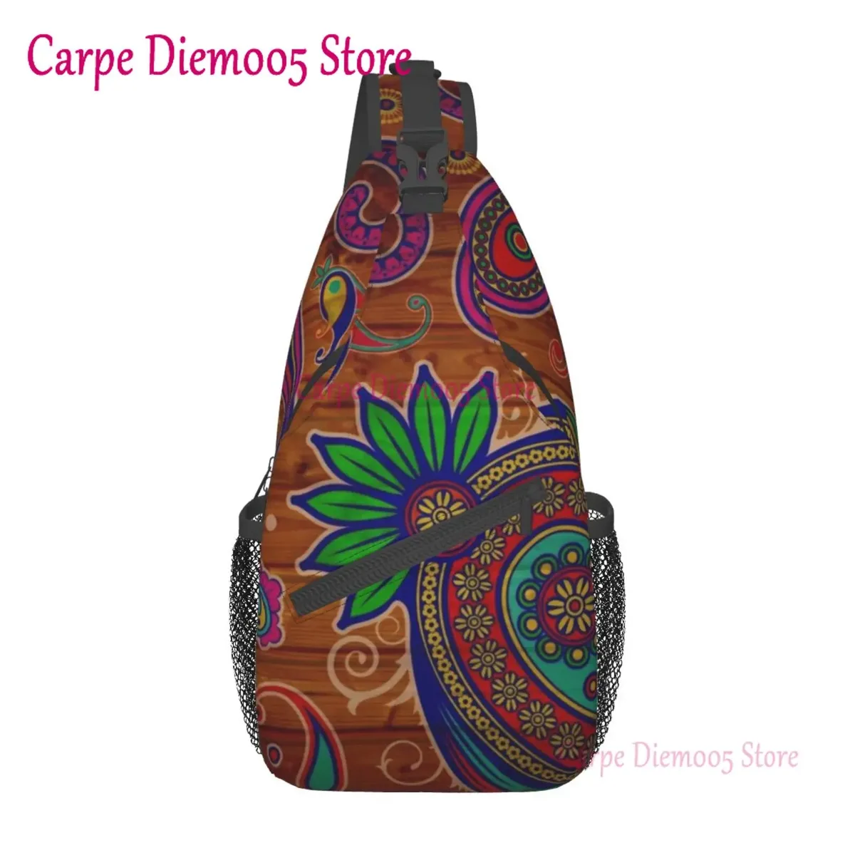 sac à dos bandana paisley chicano noir et blanc pour hommes, sac à bandoulière pour la randonnée
