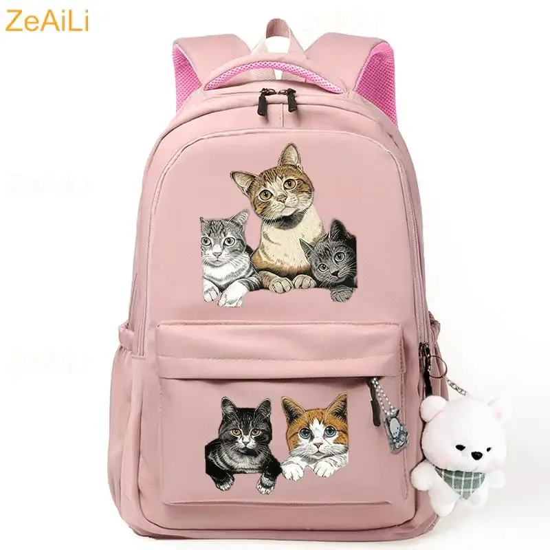 sac à dos pour ordinateur portable à thème chat mignon, grande capacité, pour femmes et hommes, sacs d'école pour garçons et filles, sac de voyage cool