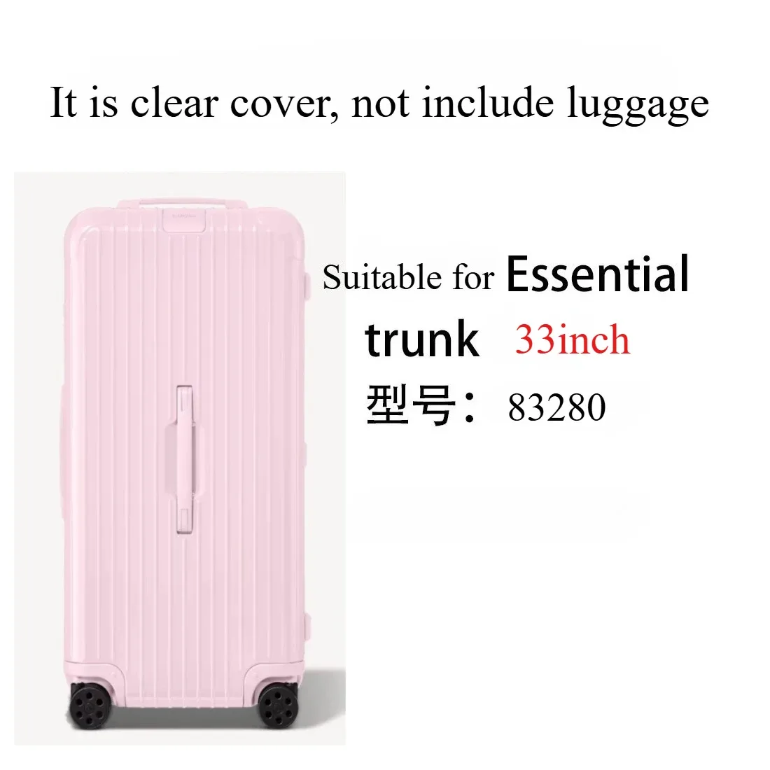 housse de protection transparente en pvc, adaptée au valise rimowa essential trunk plus, housse de protection anti-poussière épaisse de 33 pouces