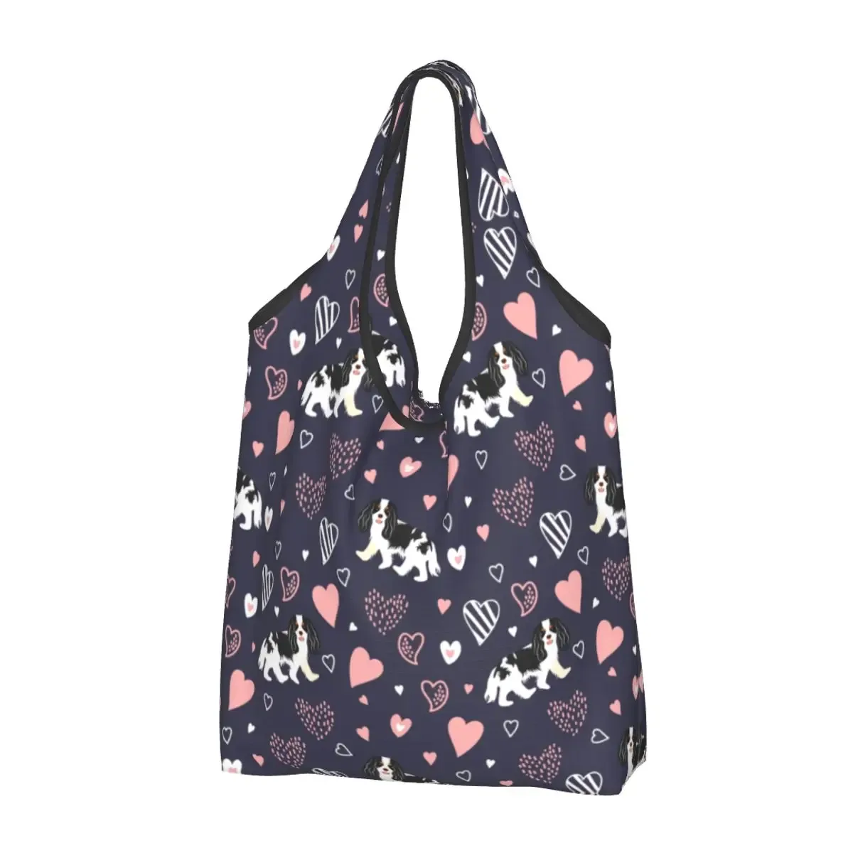 cavalier king charles épagneul groupe familial épicerie sac fourre-tout kawaii chien épaule shopper sacs grande capacité sacs à main