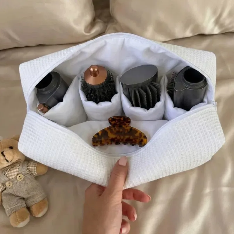 grande trousse de maquillage en coton grande capacité, organiseur portable pour outils de coiffure avec fermeture éclair, sacs cosmétiques multifonctionnels coréens