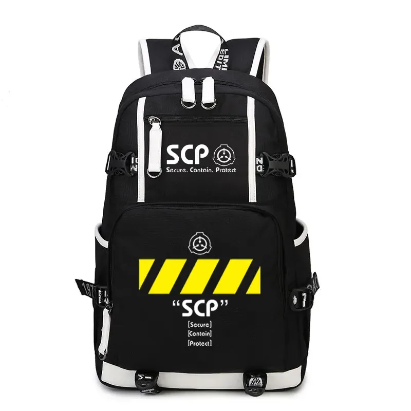 sac à dos scp secure contain protect, cartable noir, sacs d'école de dessin animé, sac à dos de voyage lumineux, sacs initiés par ordinateur portable usb