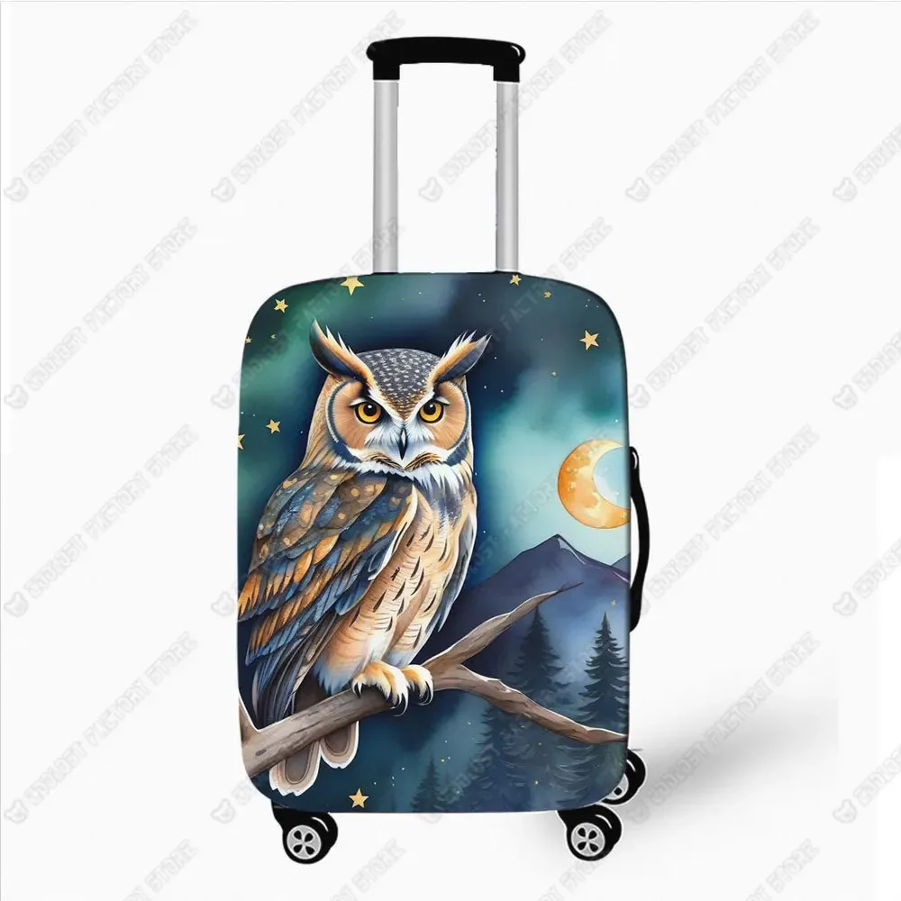 housse de bagage imprimée hibou coloré, housses de protection pour valise à roulettes à cornes, accessoires de voyage de 18 à 32 pouces