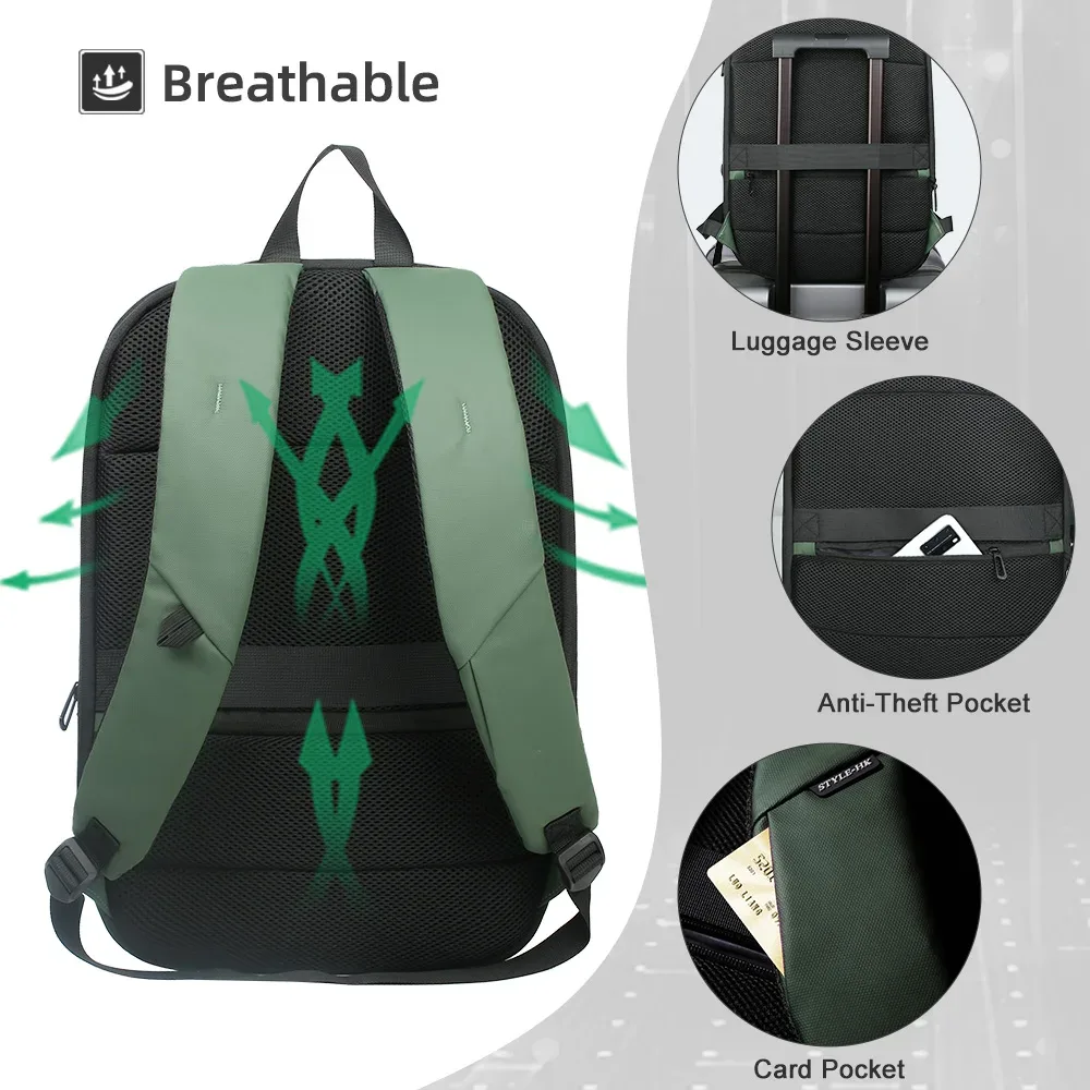 heroic knight-sac à dos d'affaires étanche pour homme et femme, sac pour ordinateur portable mince 17 ", sac d'école de luxe avec usb, fermeture éclair ykk, mode de travail