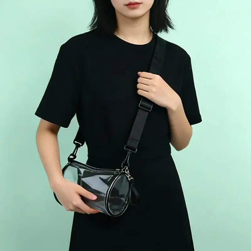 sac bandoulière transparent laser tendance pour femme, mini sac à main cylindrique pour les voyages et les sorties nocturnes