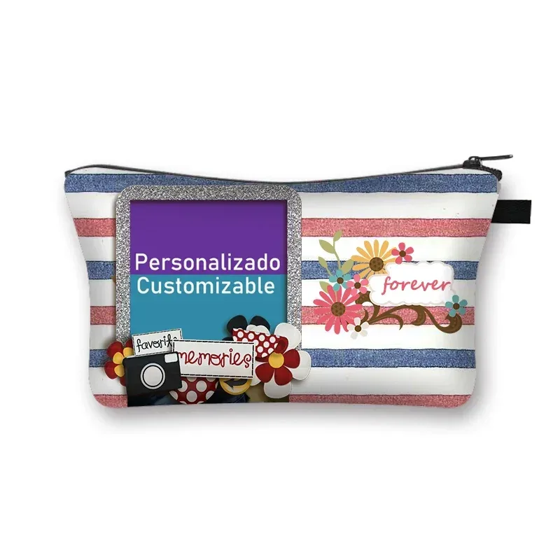 étui à cosmétiques personnalisé avec logo photo pour femme, poudres de maquillage avec texte personnalisé, nom et image, sacs de beauté pour serviette, sac de rangement pour rouge à lèvres, cadeau