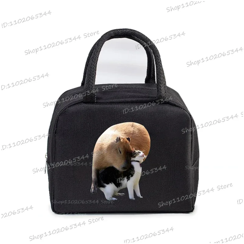 kawaii capybara design boîte à déjeuner sac de rangement femmes dessin animé capybara imprimer portable bento sacs animaux capybara amant sacs à déjeuner