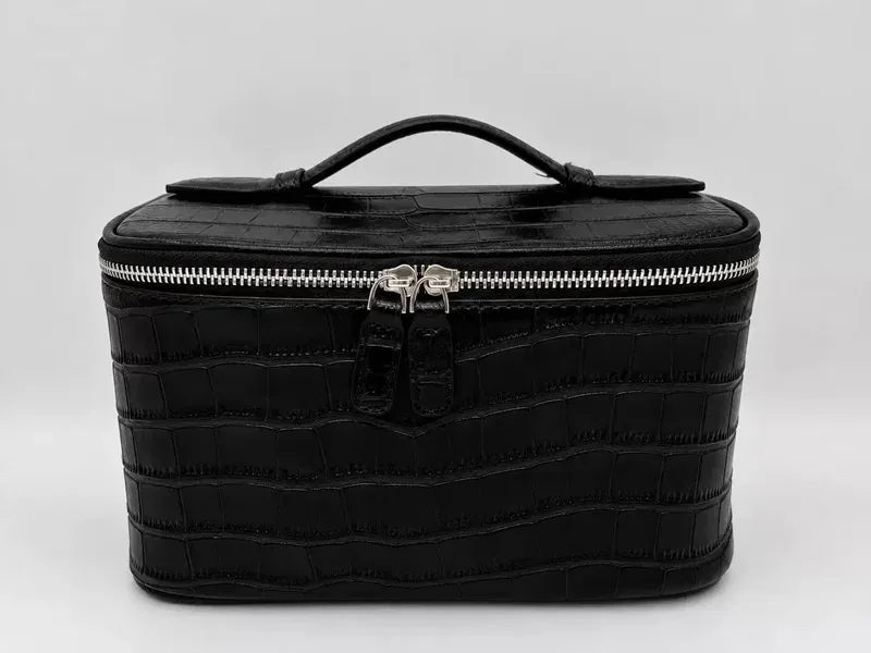 claregqi trousse de toilette femme en cuir gaufré crocodile grande capacité portable imperméable organisateur de maquillage de voyage