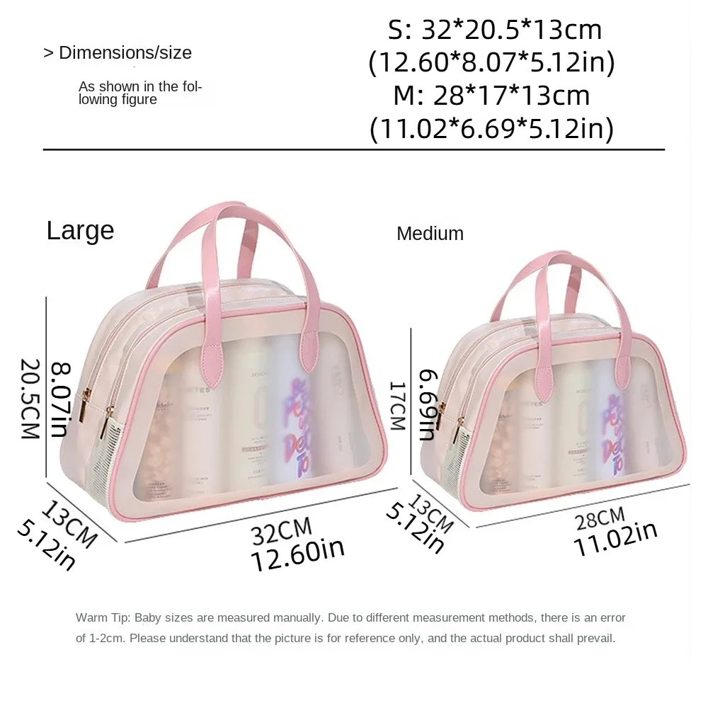 sac de toilette imperméable pour la natation et les voyages, double couche, grande capacité, sac cosmétique multifonctionnel en pvc, sac de rangement pour maquillage pour femmes